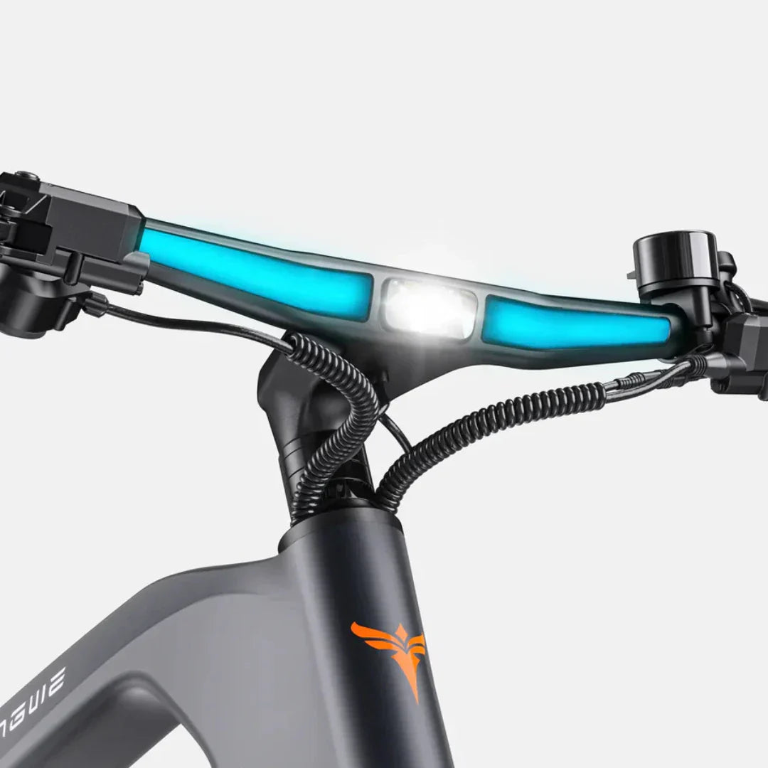 Electric bicycle Engwe MapFour N1 PRO – headlight and handlebar detail