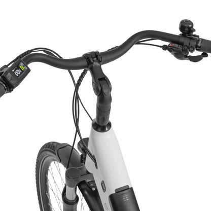 Electric Bike Ecobike Lx 100, close-up view of the handlebars with digital display and controls.