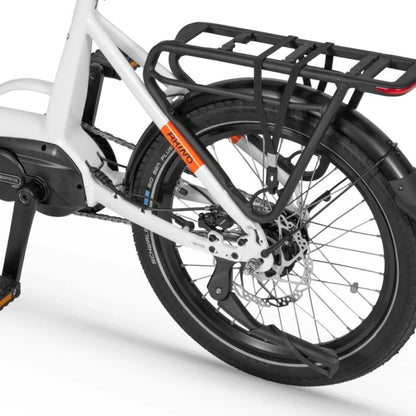 Electric Bike Ecobike Rhino Cruise, modern design, sturdy rear rack, powerful Bafang motor, durable tires.