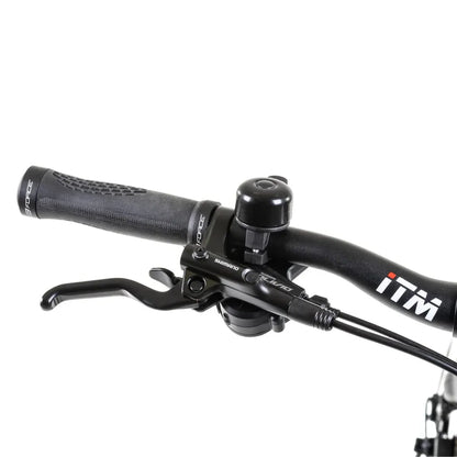 Electric Bike Econic One Smart Urban features ergonomic black grips, Shimano brake lever, and bell.