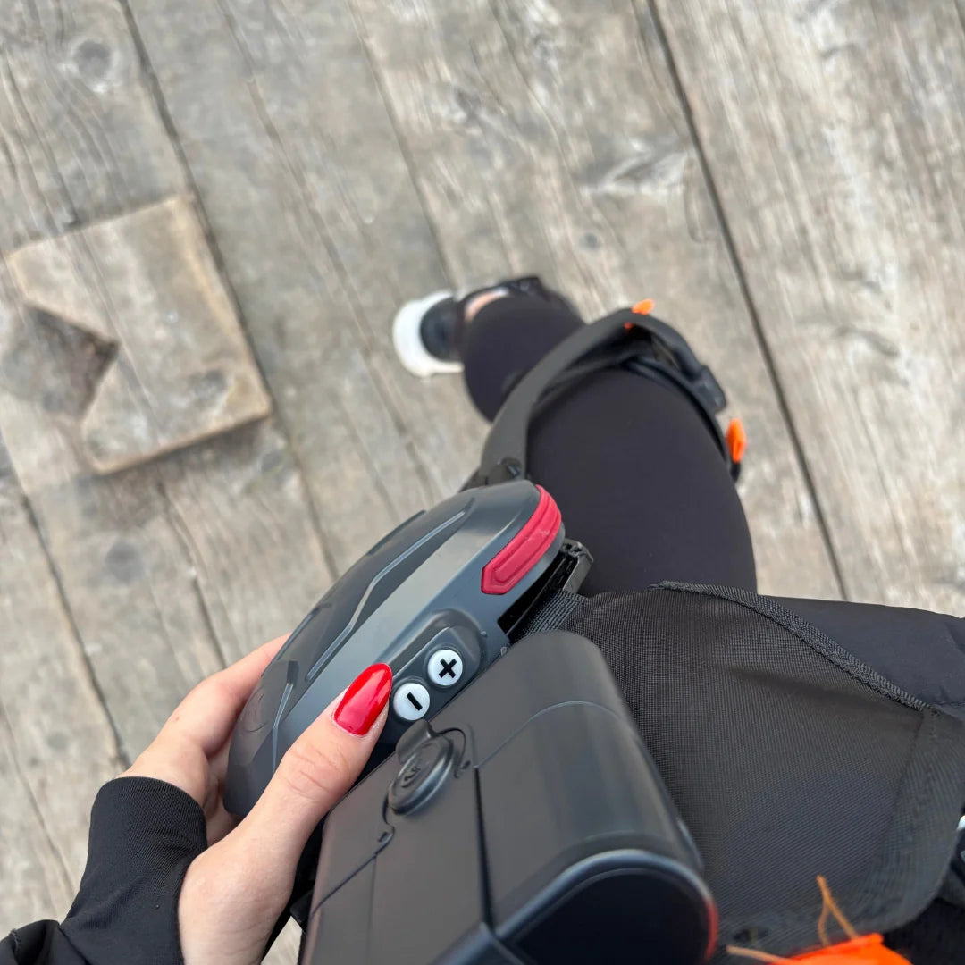 VIGX ANT-H1 PRO Exoskeleton | Free Trial – hand holding control unit, top view