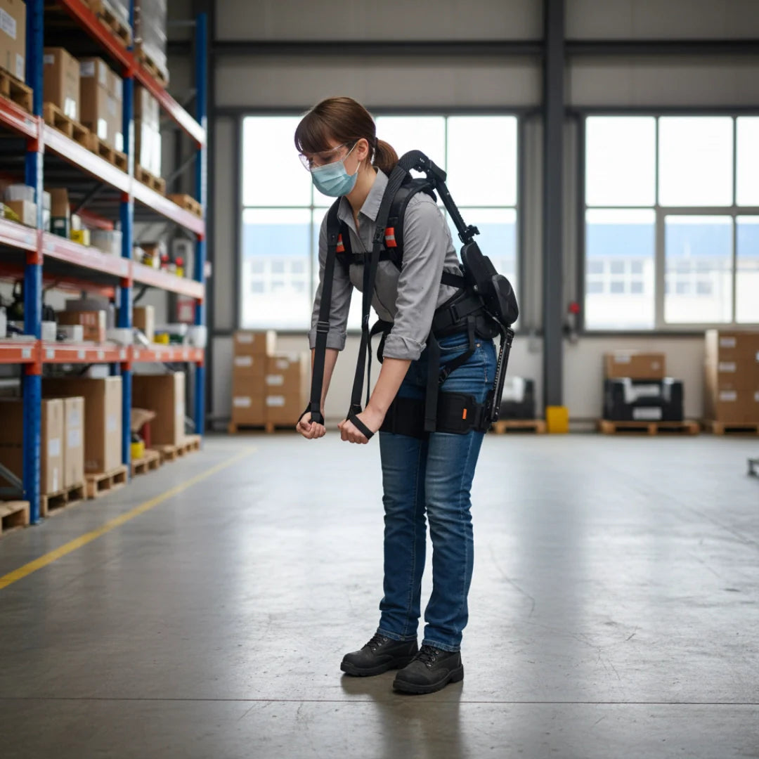 Exoskeleton VIGX ANT-WA1 – woman in warehouse, side view