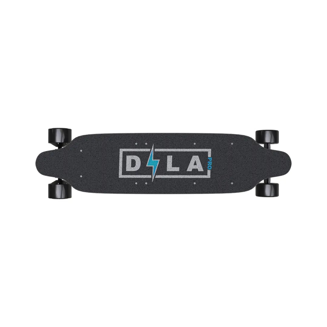 Electric Skateboard Dila Pro features a sleek black design with a textured grip surface and bold logo.