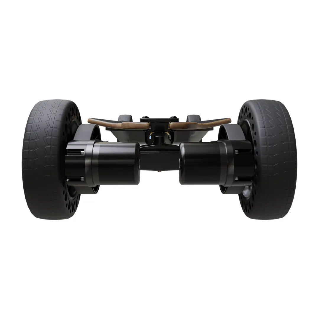 Electric Skateboard Dila Off features robust tires, dual motors, and a sleek wooden deck design.