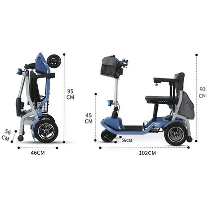 Electric Mobility Scooter Smartelektro F2 is a compact, foldable scooter measuring 102 cm in length.