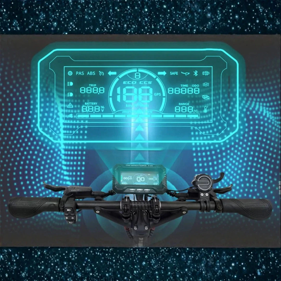 Electric scooter Dualtron Ultra 2 Upgrade – digital dashboard display infographic