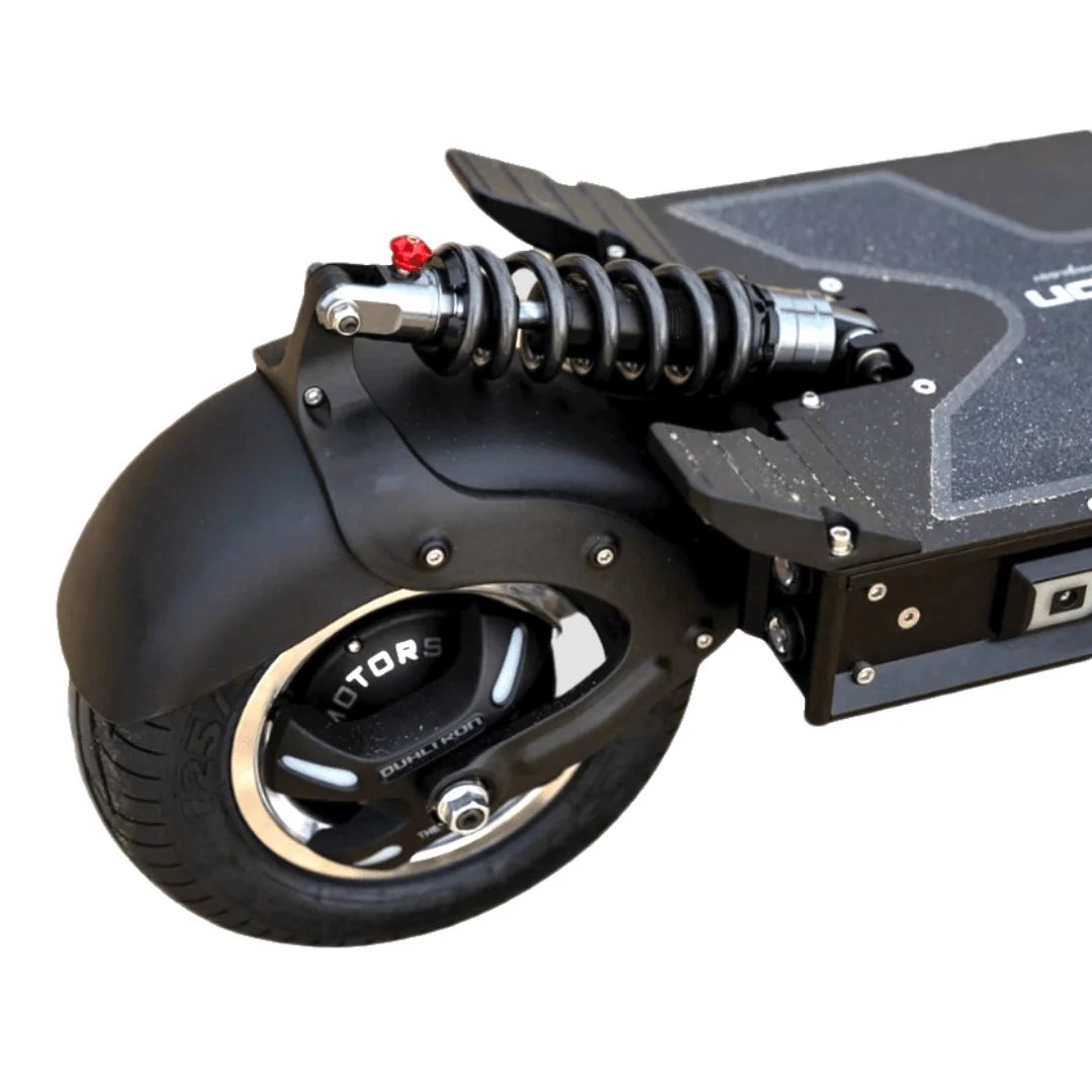 Electric scooter Dualtron X2 UPGRADE – rear wheel, suspension, and deck close-up