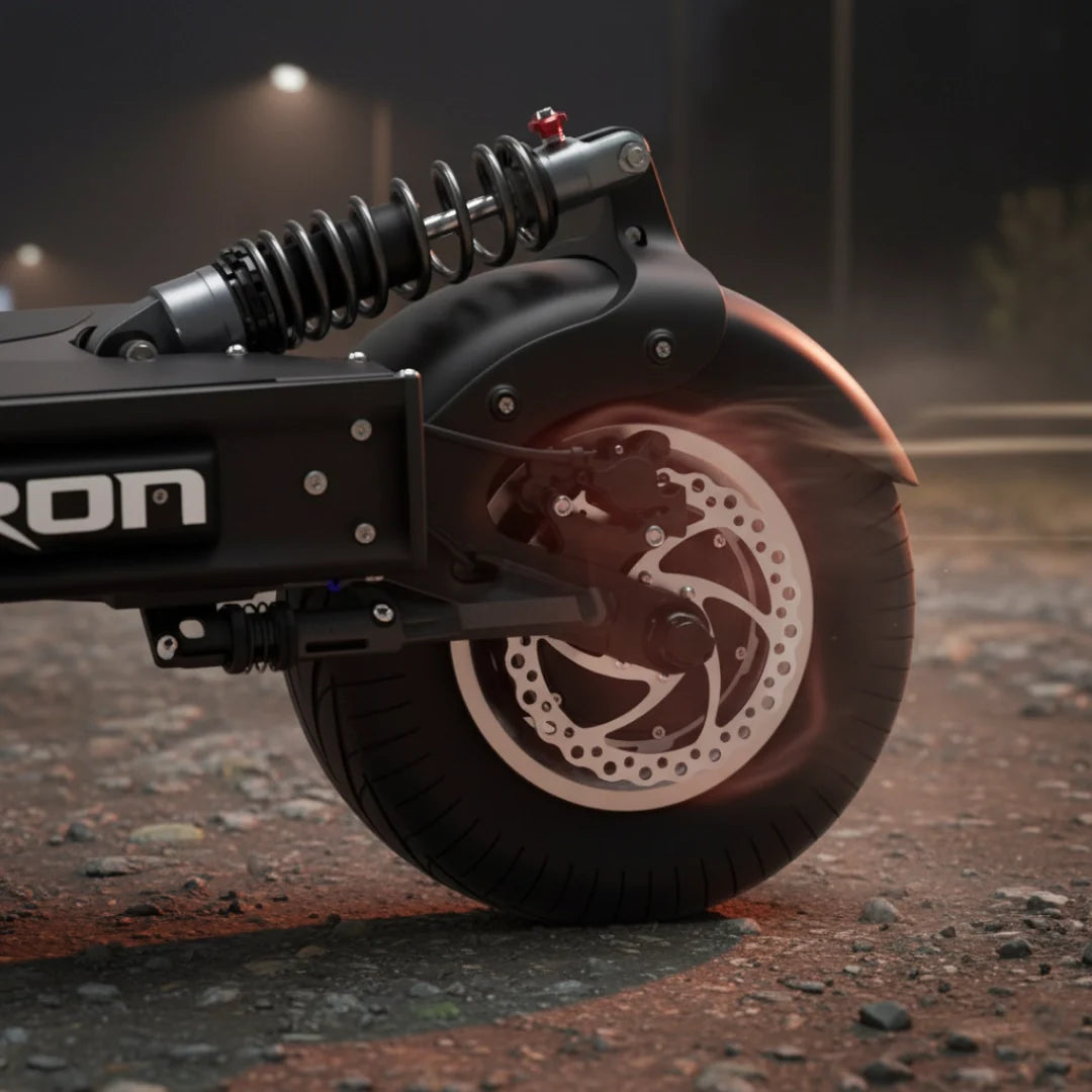 Electric scooter Dualtron X2 UPGRADE – rear wheel and brake with glowing effect