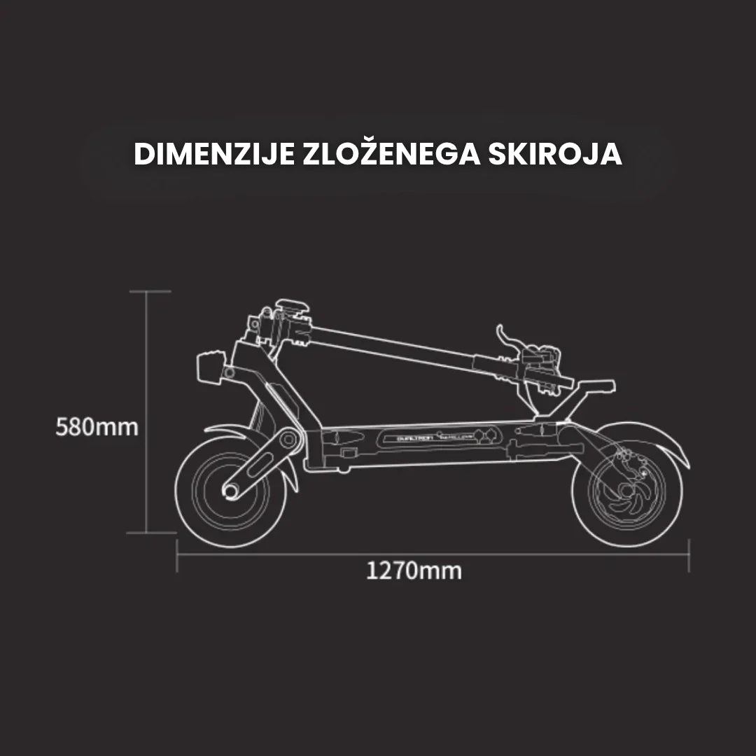 Electric scooter Dualtron NEW ACHILLEUS – dimensions infographic, folded