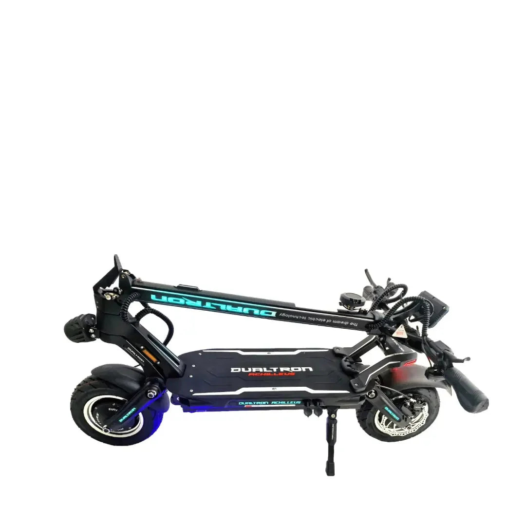 Electric scooter Dualtron NEW ACHILLEUS – folded side view with blue lights