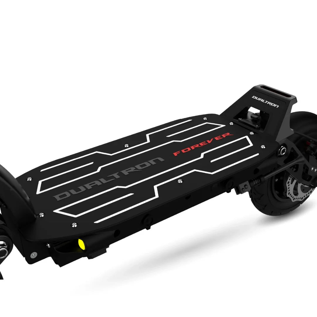 Electric scooter Dualtron Forever – deck with logo and rear wheel