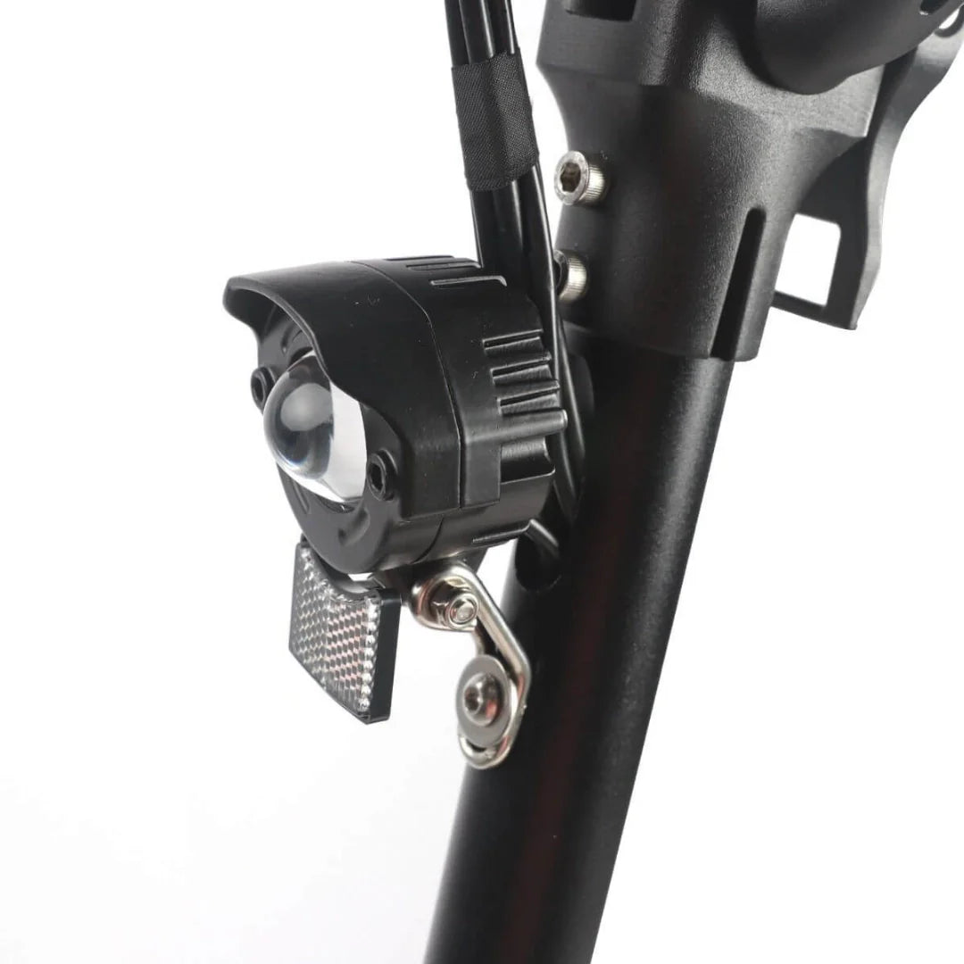 Electric scooter Dualtron Forever – front headlight and reflector close-up