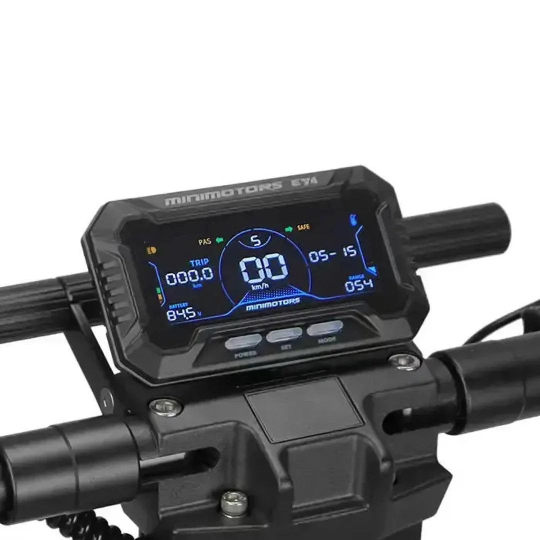 Electric scooter Dualtron Storm Limited – display screen close-up, showing data