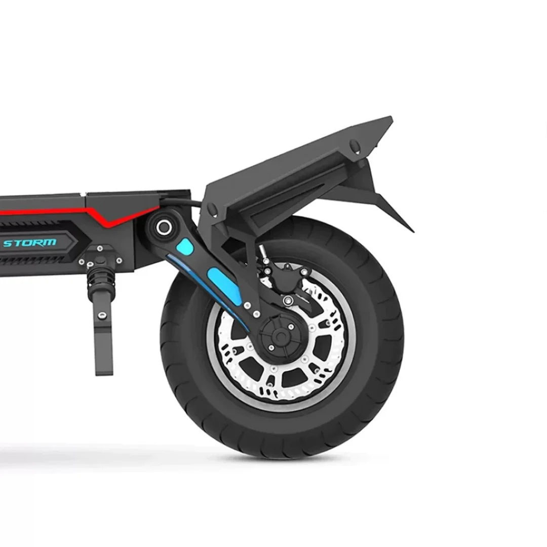Electric scooter Dualtron Storm Limited – rear wheel and suspension close-up