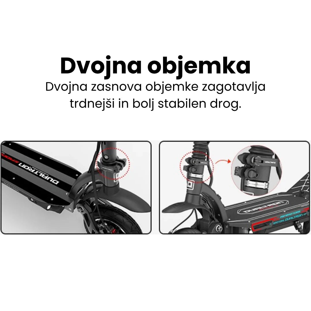 Electric scooter Dualtron Spider 2 – two detail views of the dual clamp