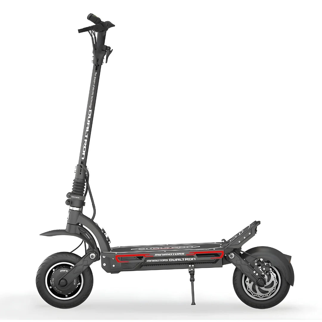 Electric scooter Dualtron Spider 2 – side view with kickstand down