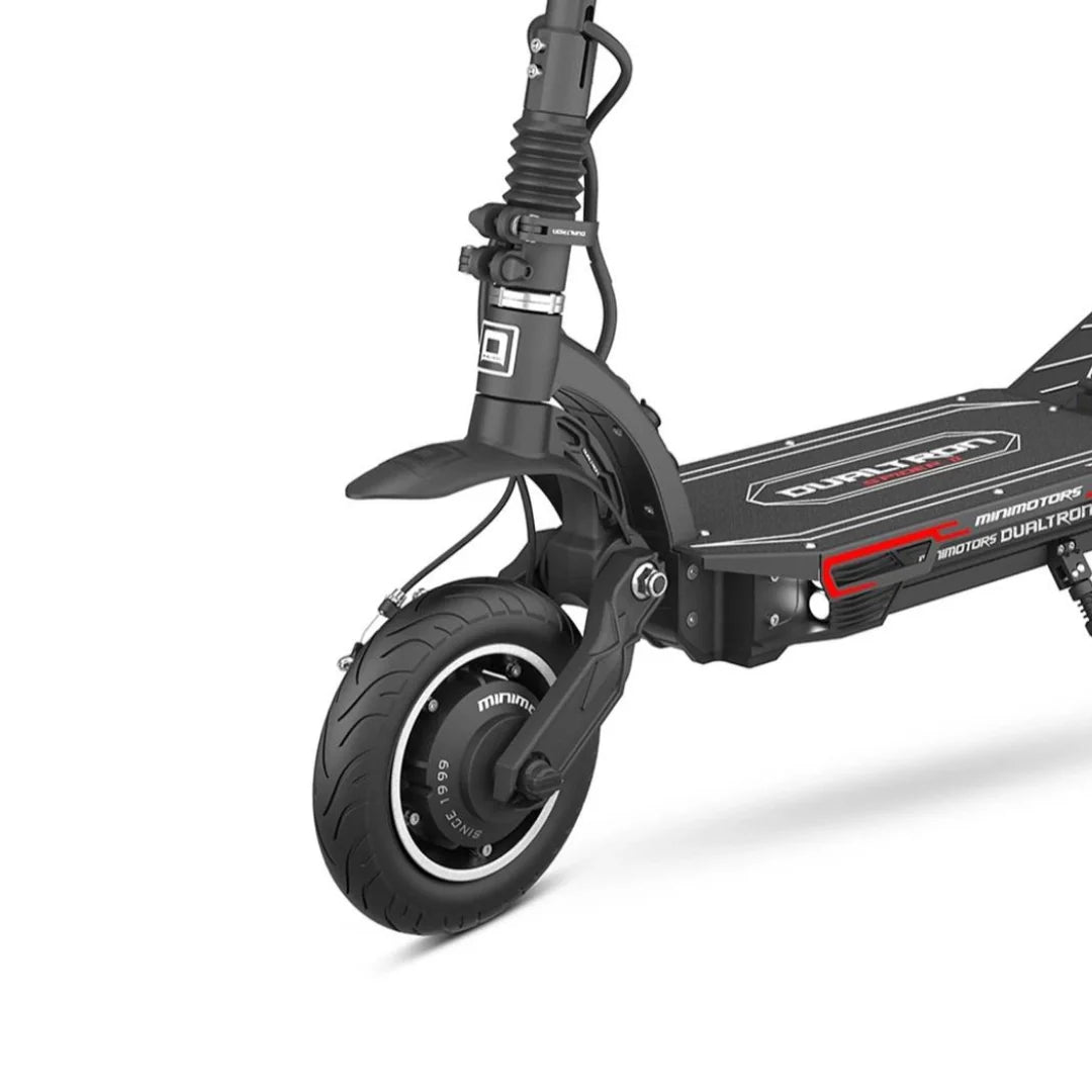 Electric scooter Dualtron Spider 2 – front wheel and suspension detail