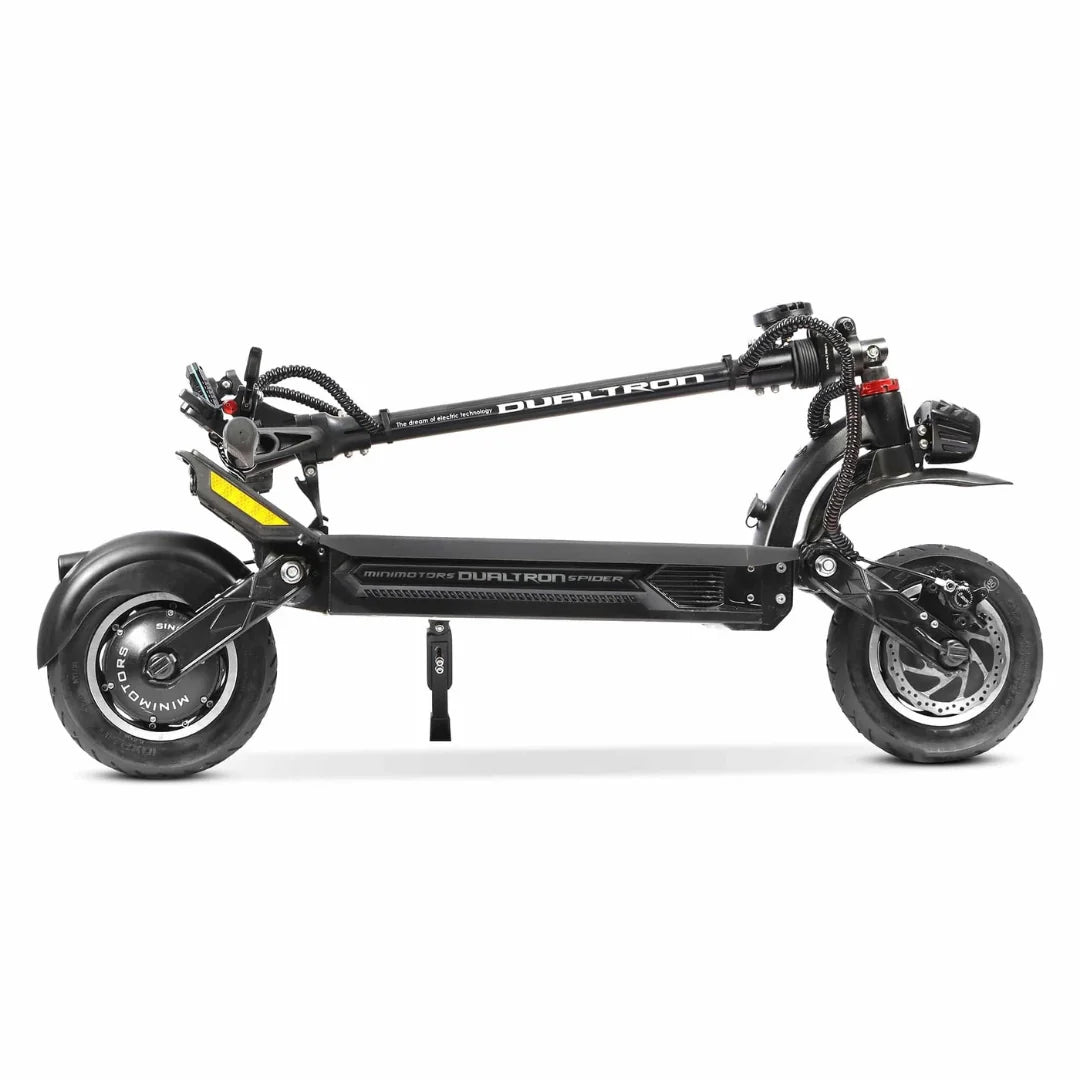 Electric scooter Dualtron Spider MAX – folded side view, kickstand down