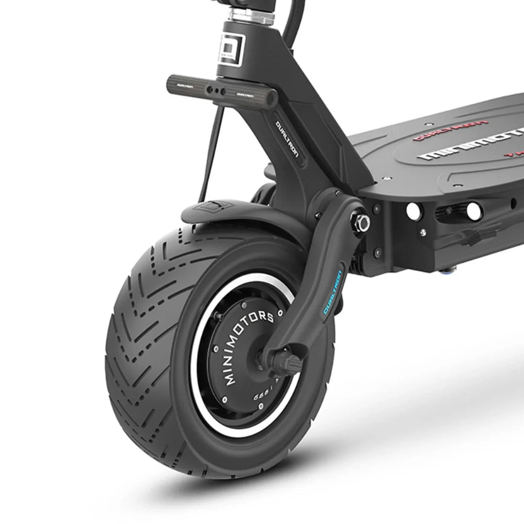 Electric scooter Dualtron Thunder 2 – front wheel and suspension close-up