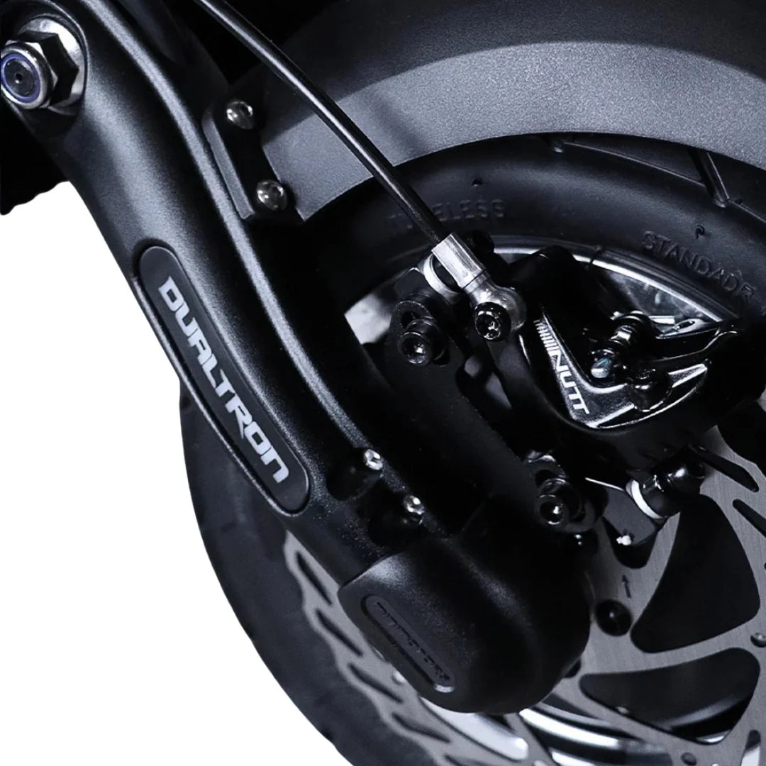 Electric scooter Dualtron Thunder 3 – rear wheel and brake caliper close-up