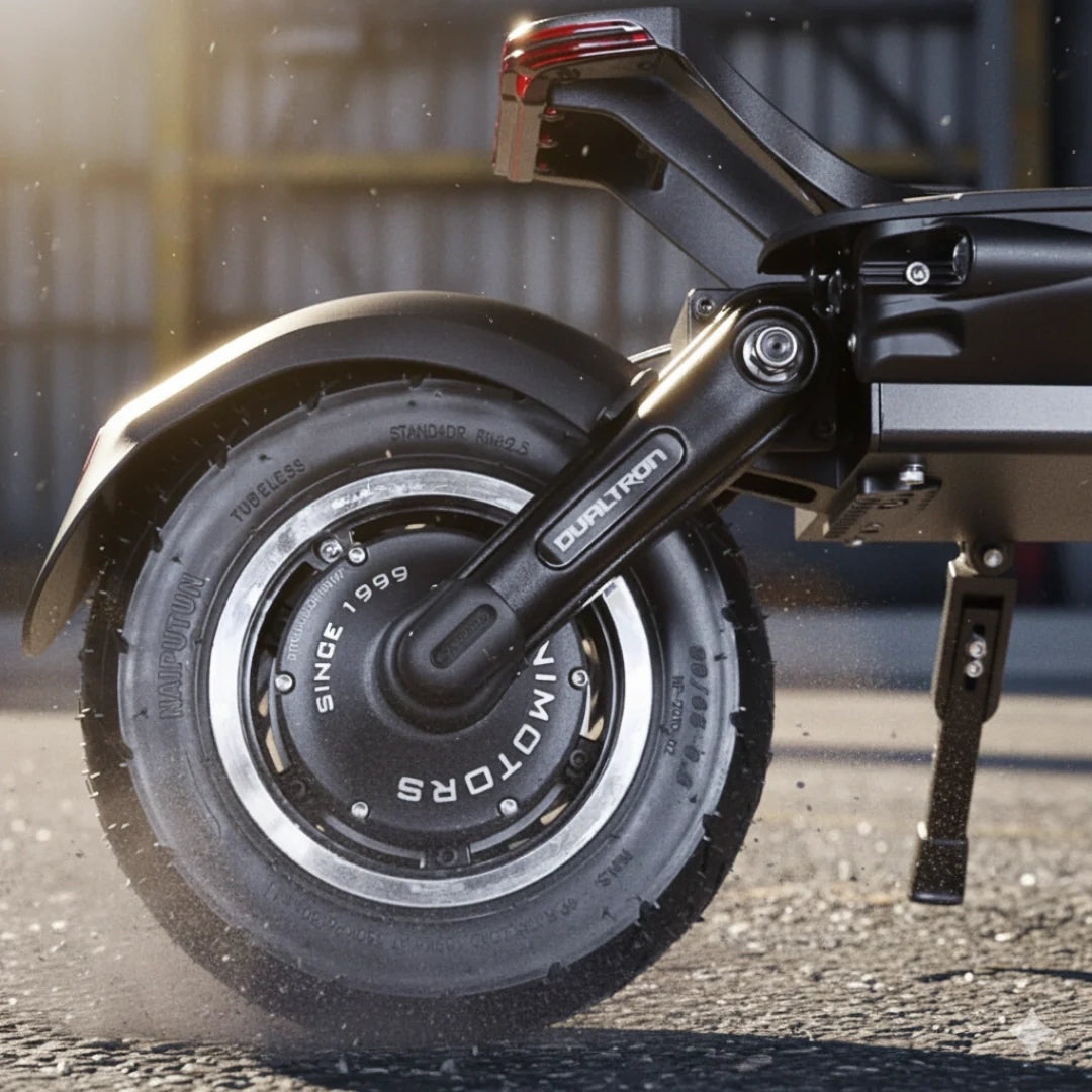 Electric scooter Dualtron Thunder 3 – rear wheel and suspension with kickstand
