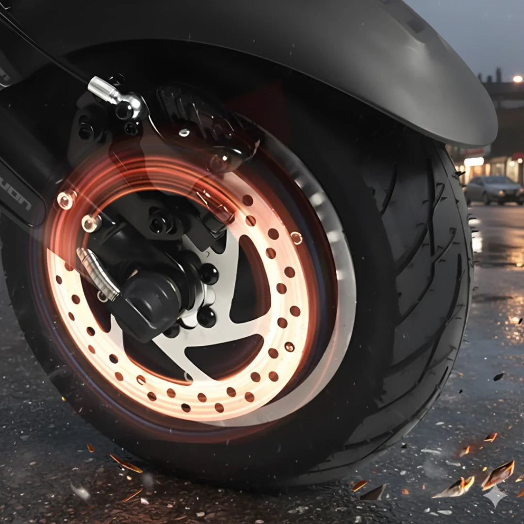 Electric scooter Dualtron Victor Luxury Plus NEW – front wheel and brake detail