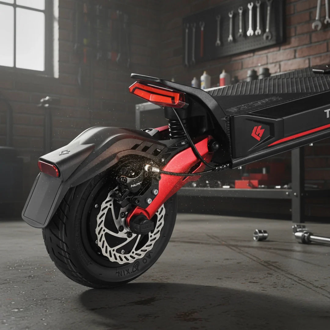 Electric scooter Hiley TIGER EVO GTR – rear wheel and brake detail