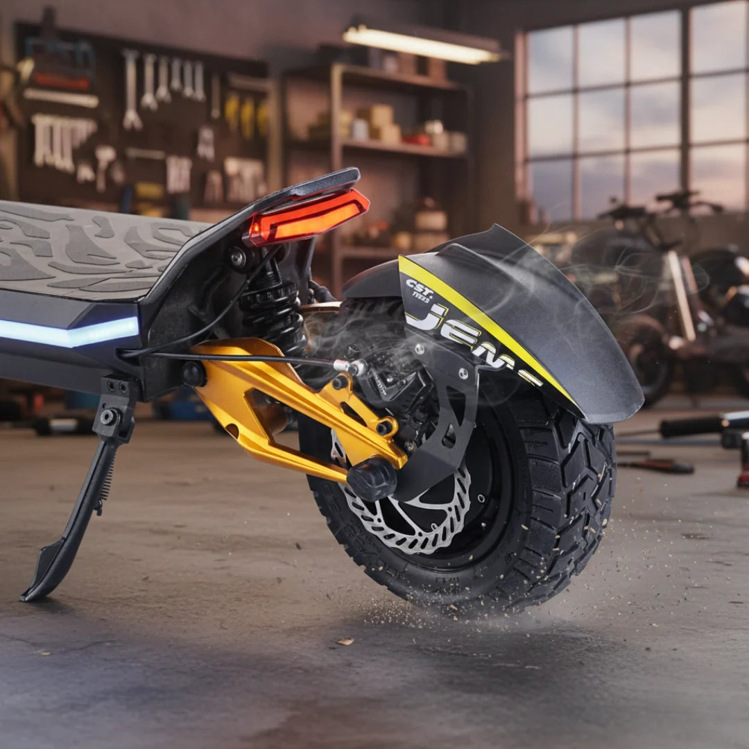 Electric scooter Hiley TIGER KING RS – rear wheel and suspension detail