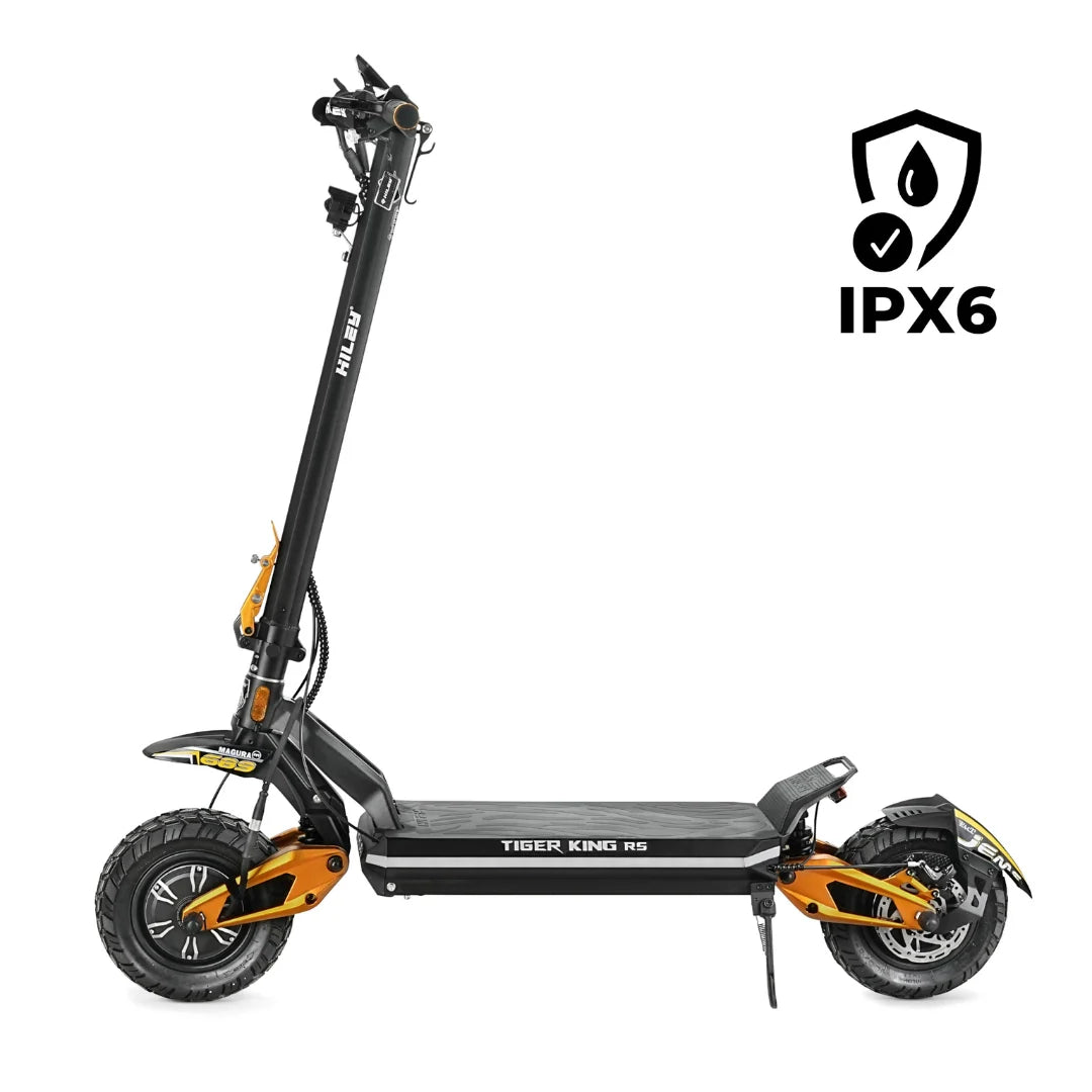 Electric scooter Hiley TIGER KING RS – side view with IPX6 water resistance rating