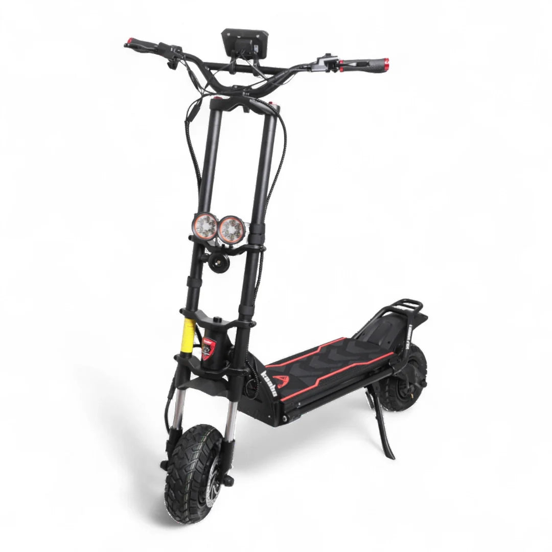 Electric scooter Kaabo Wolf Warrior 11 MAX – front view, kickstand down