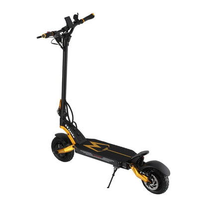 Electric scooter Kaabo Mantis King GT – rear three-quarter view, kickstand down