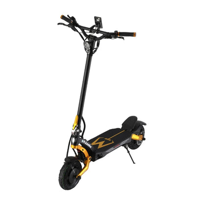 Electric scooter Kaabo Mantis King GT – front three-quarter view with kickstand