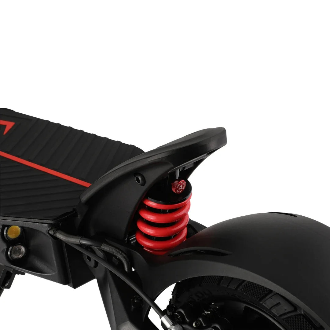 Electric scooter Kaabo Mantis King GT – rear suspension and fender close-up