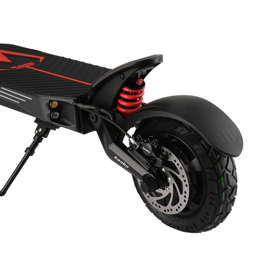 Electric scooter Kaabo Mantis King GT – rear wheel, suspension, and kickstand