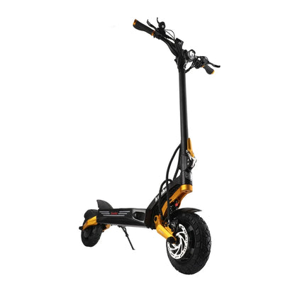 Electric scooter Kaabo Mantis King GT – front three-quarter view, kickstand down