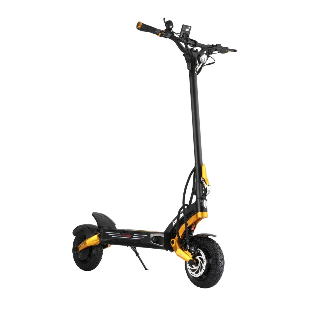 Electric scooter Kaabo Mantis King GT – front view, kickstand down