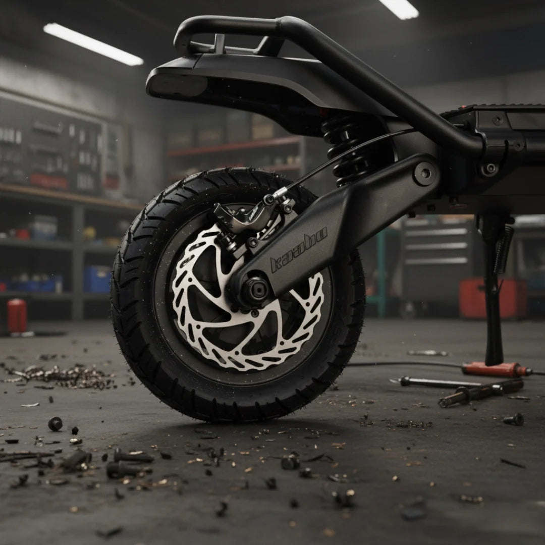 Electric scooter Kaabo Wolf King GTR MAX – rear wheel and suspension detail