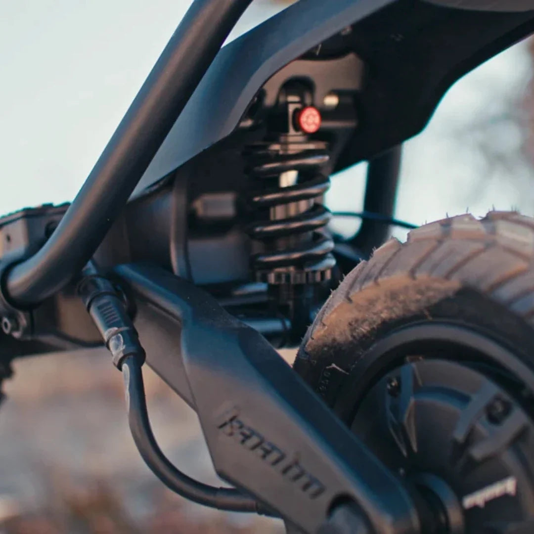 Electric scooter Kaabo Wolf Warrior 11 MAX – rear suspension, wheel, and swingarm