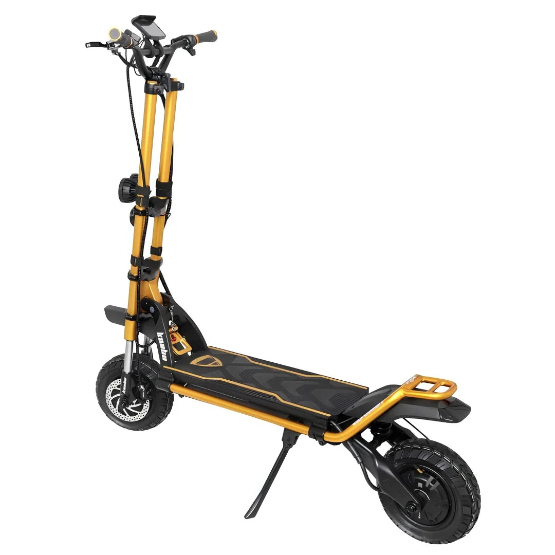 Hulajnoga elektryczna Kaabo Wolf Warrior 11 MAX – widok z tyłu pod kątem, wariant w kolorze złotym