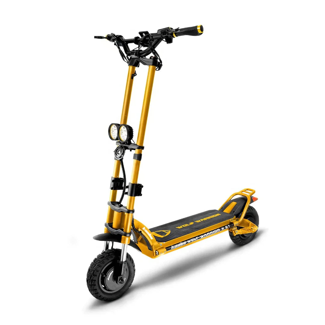 Electric scooter Kaabo Wolf Warrior X GT – front three-quarter view, yellow colour variant