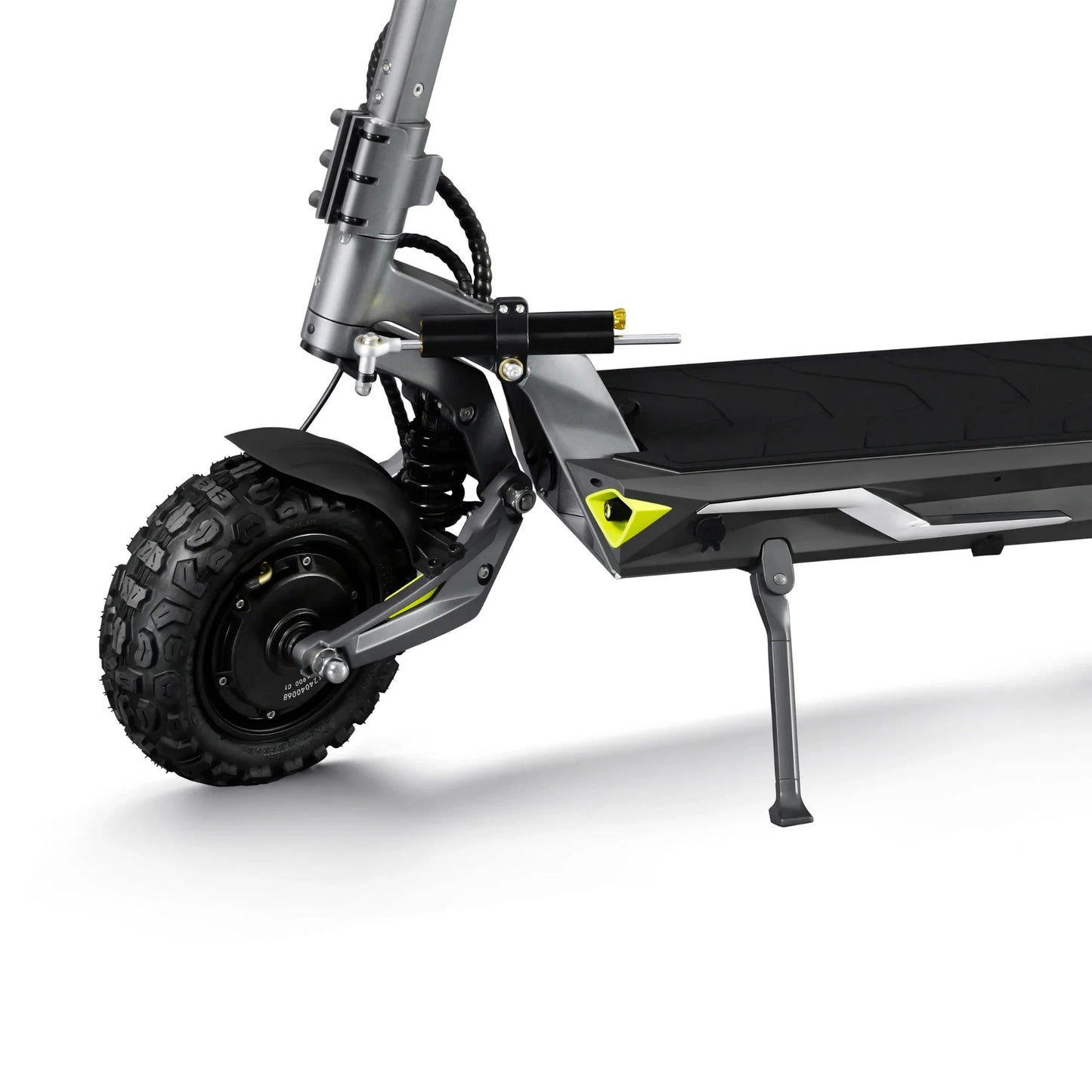Electric scooter Langfeite C1 2026 – front wheel and deck close-up