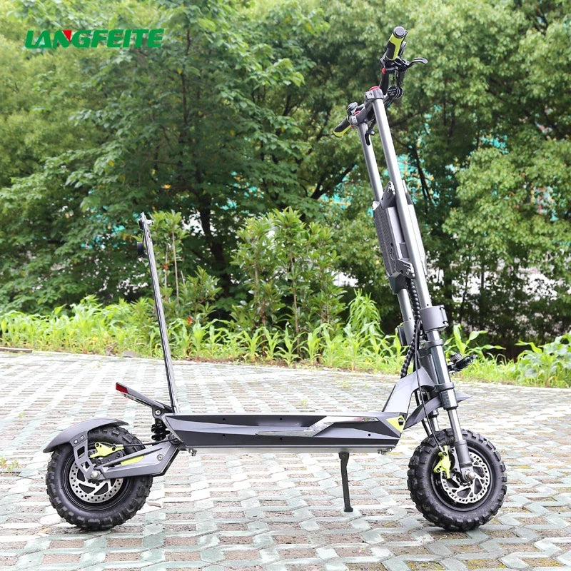 Electric scooter Langfeite H1 2026 – side view with kickstand down
