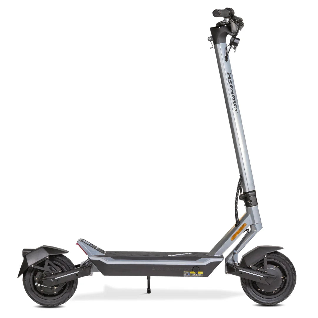Electric scooter MS Energy Flare X – side view, silver colour variant
