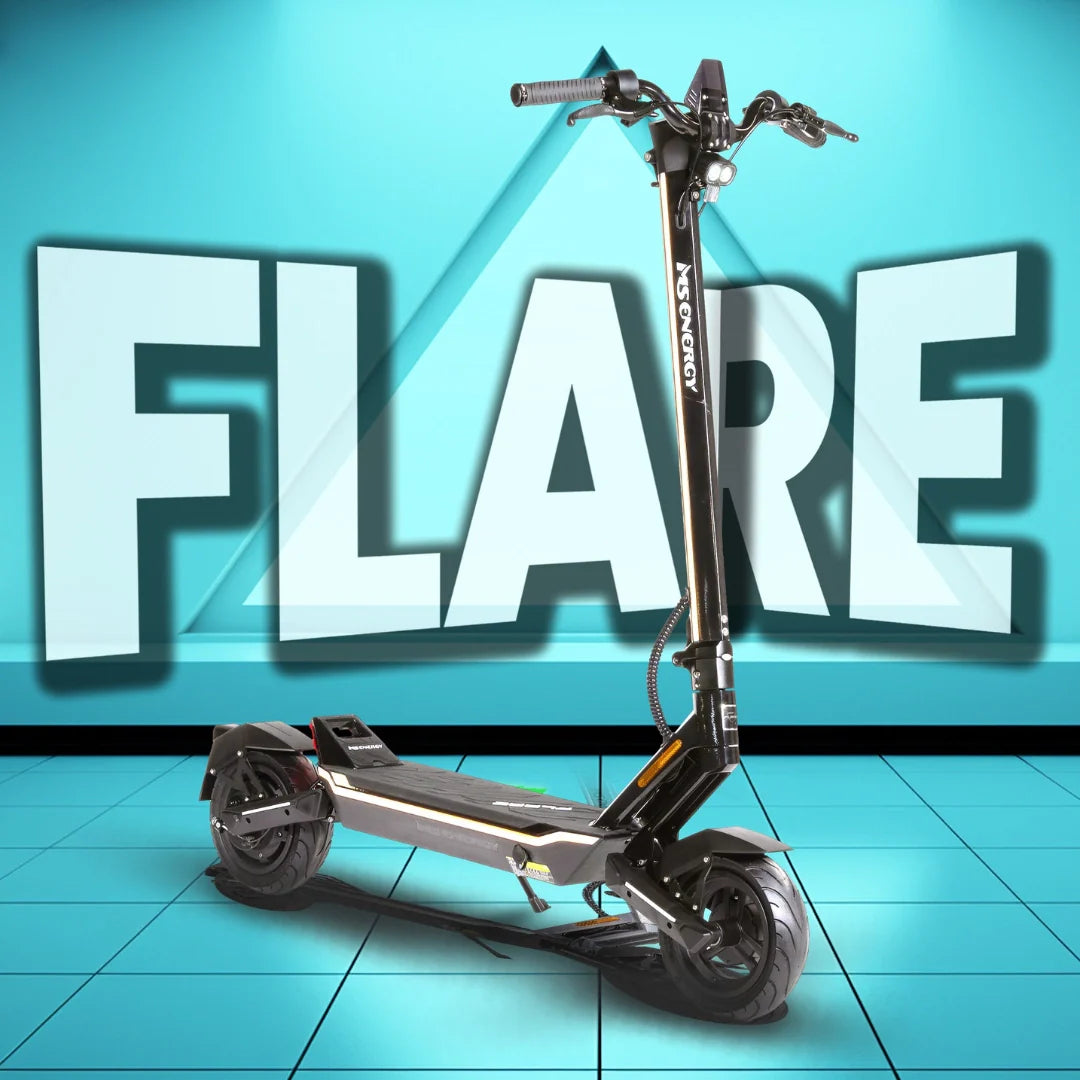 Electric scooter MS Energy Flare – front three-quarter view with "FLARE" text