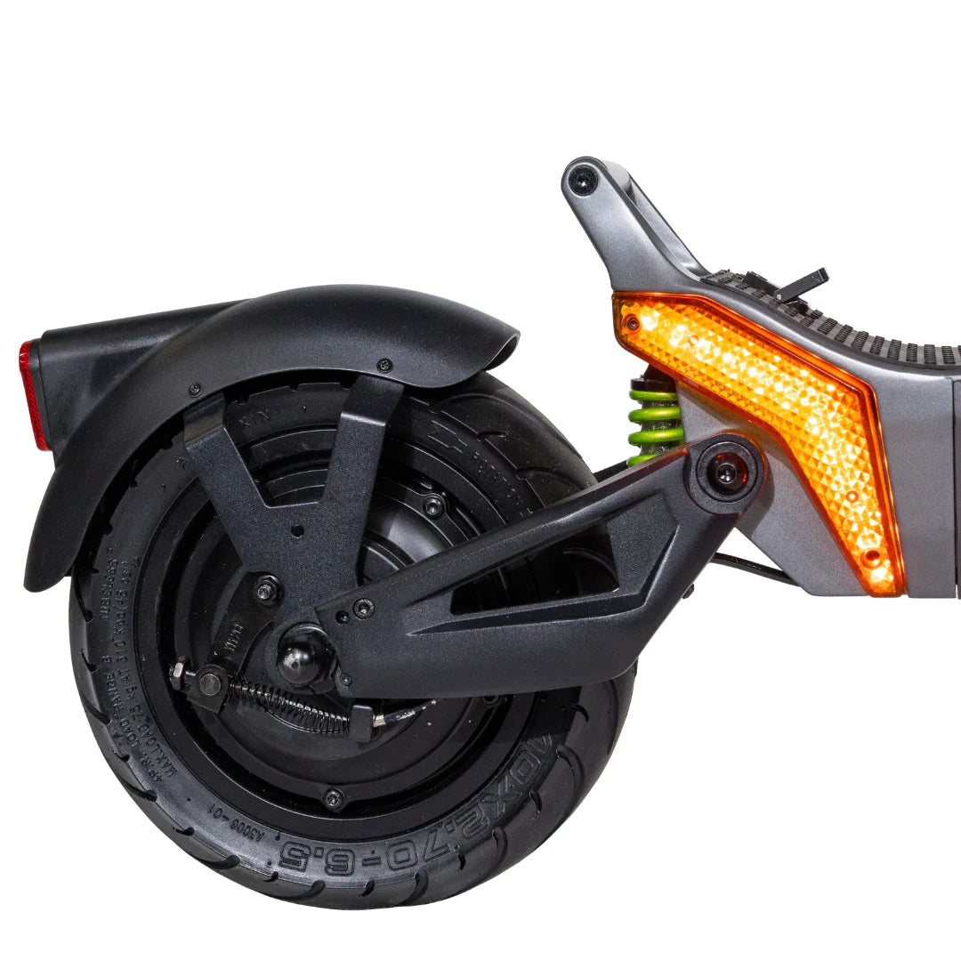 Electric scooter MS Energy Urban X – rear wheel, suspension, and reflector