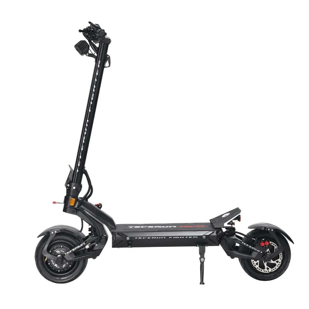 Electric scooter Teverun Fighter 11+ 2026 – side view, kickstand down