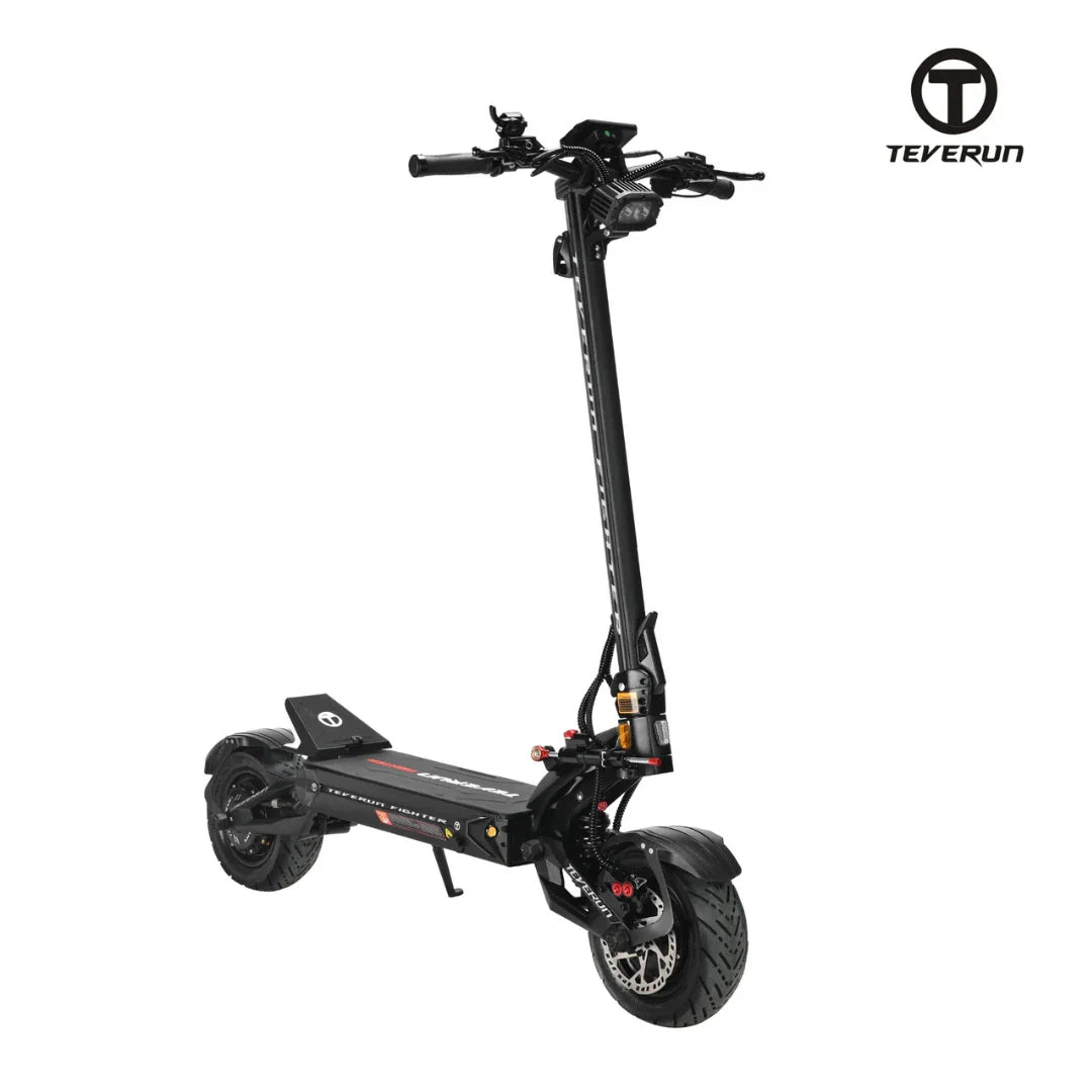 Electric scooter Teverun Fighter 11+ 2026 – front three-quarter view, white background