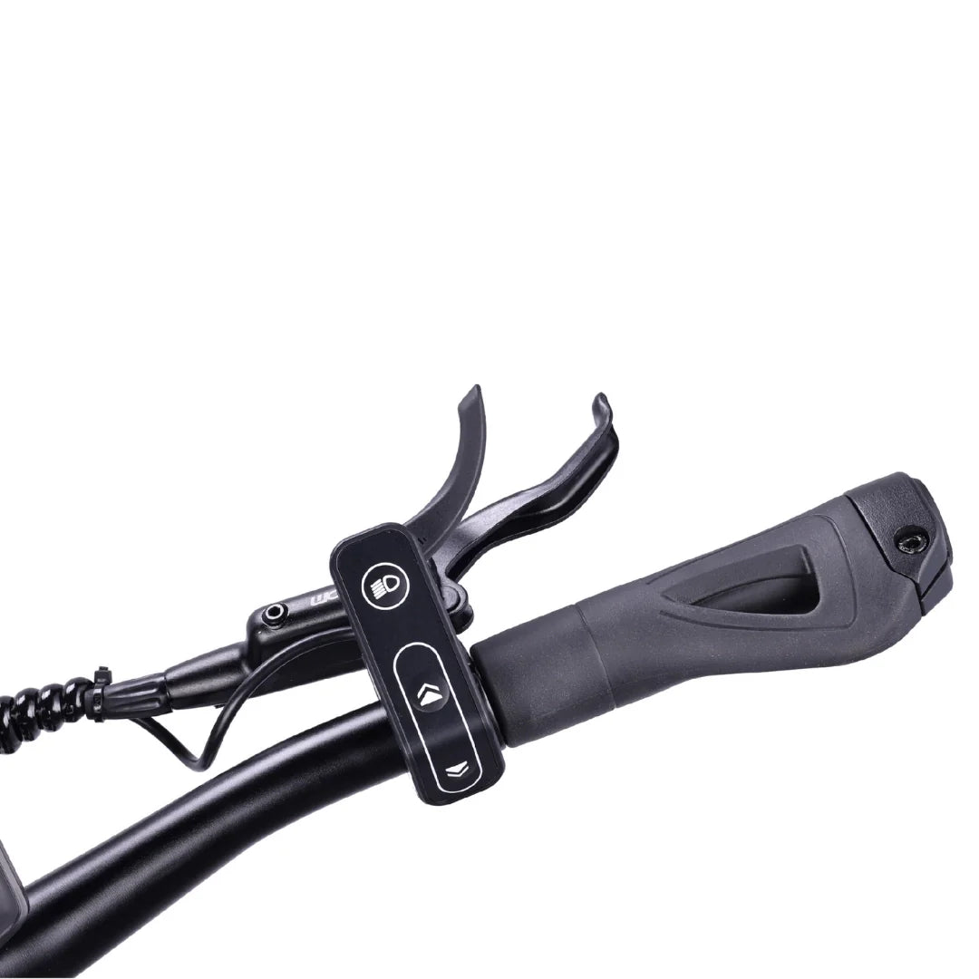 Electric scooter VSETT 10 APEX – left handlebar grip and control panel angled
