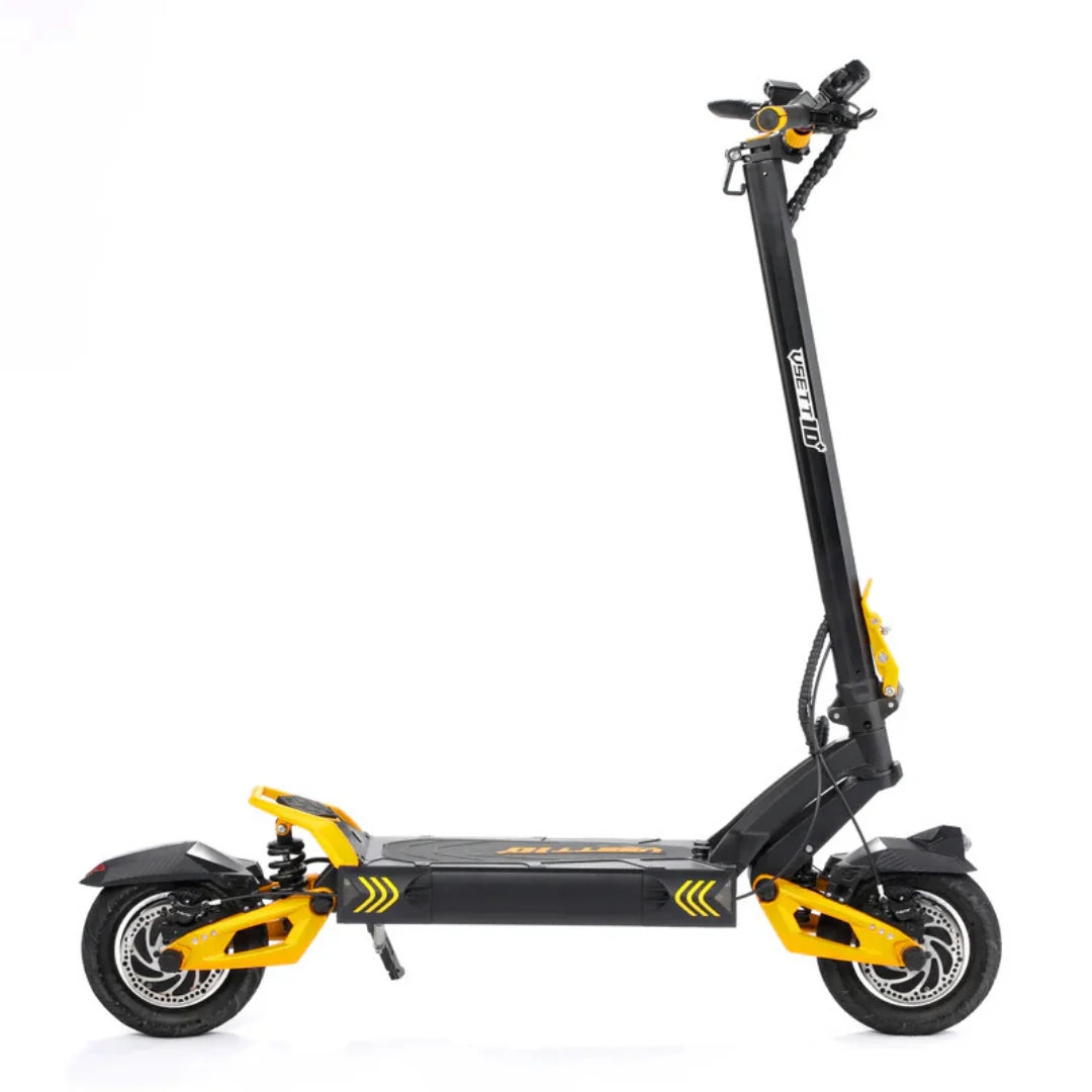 Electric scooter VSETT 10+ Super – side view, black and yellow colour variant