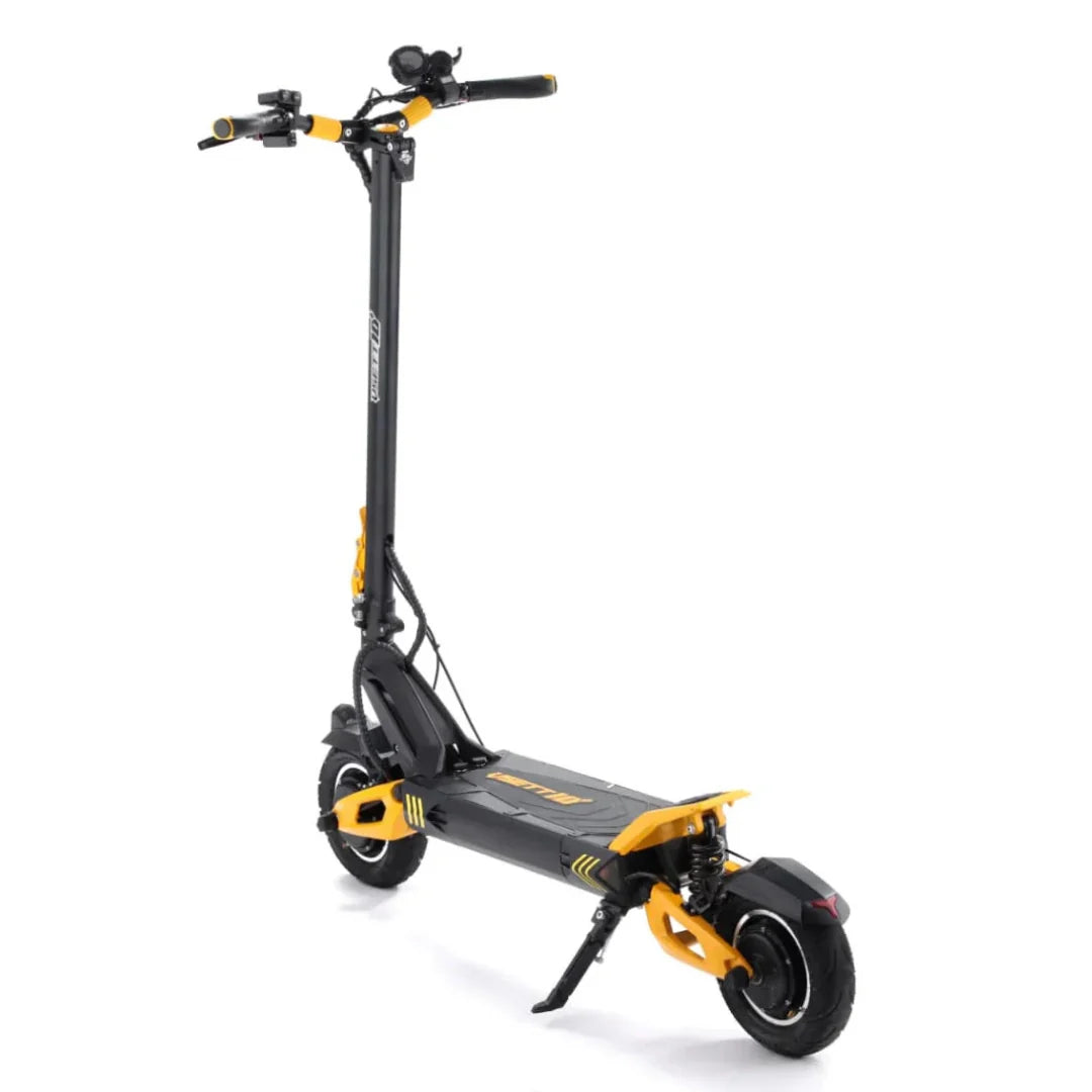 Electric scooter VSETT 10+ Super – rear three-quarter view, kickstand deployed